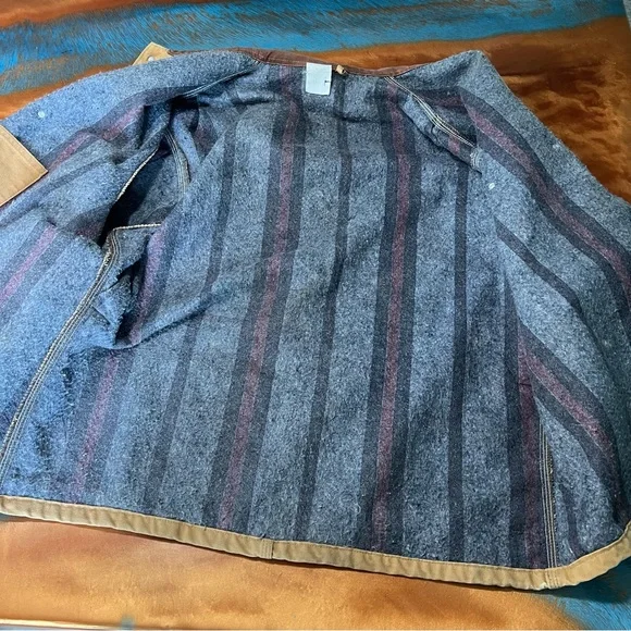 VTG Carhartt Blanket lined Chore Jacket Duck Canvas Trashed used distressed XXL